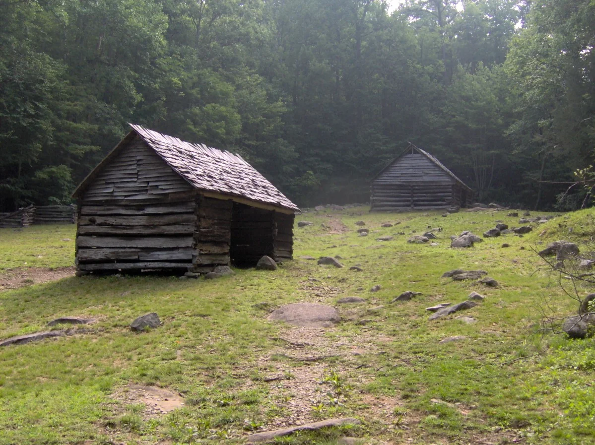 Historic buildings at the Jim Bales Place, photographed in 2007